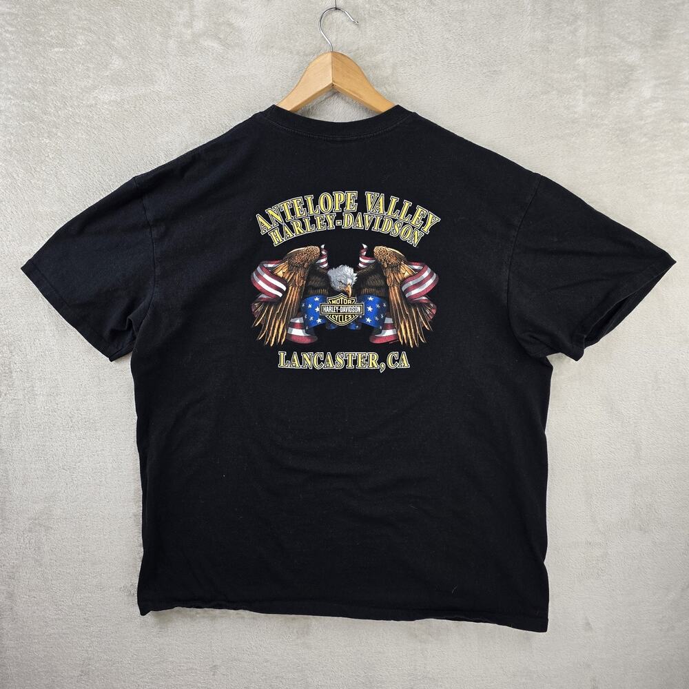Harley Davidson Shirt Mens XXL Black Eagle Motorcycle Lancaster Ca Biker Y2K - Picture 10 of 14